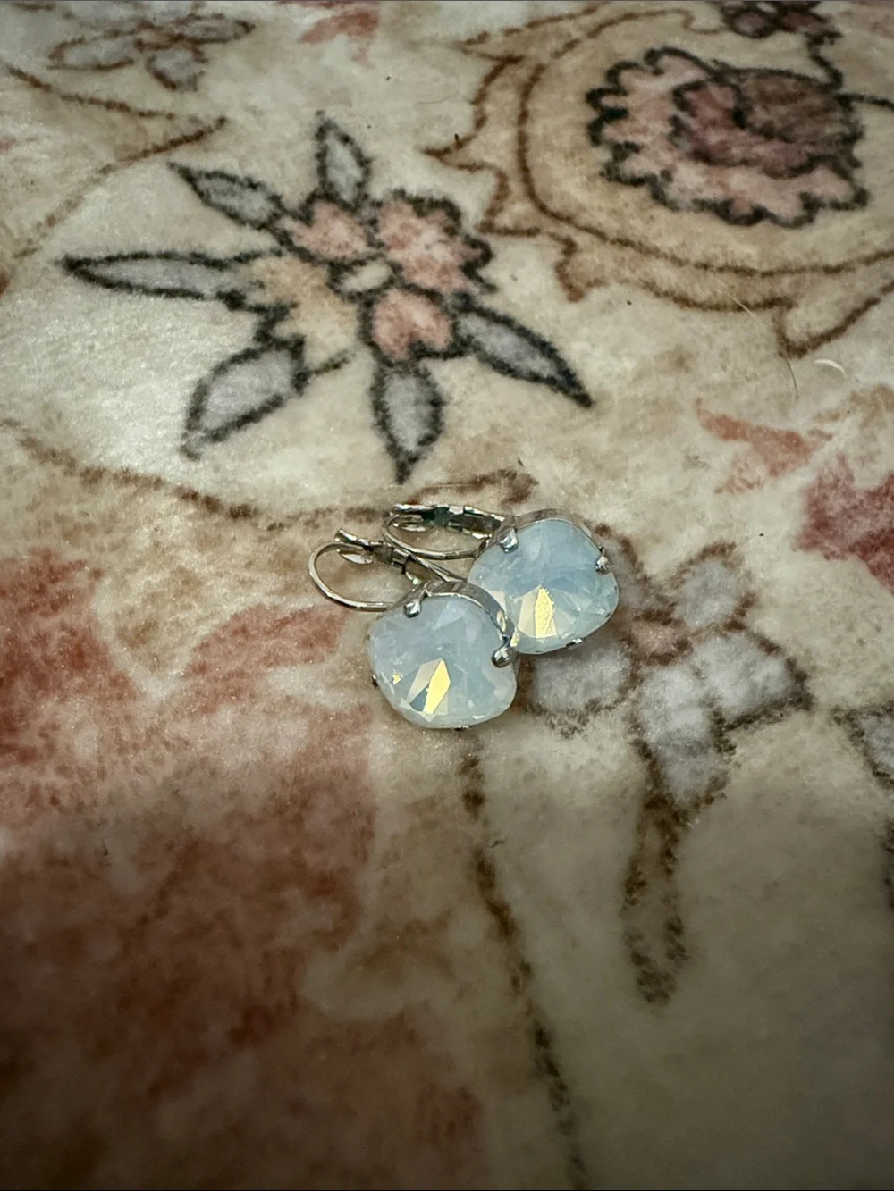 Sabika Opalescent White Crystal Drop Earrings